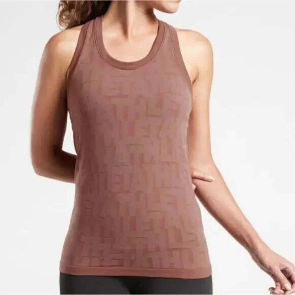 Athleta Momentum Logo Tank Top‎ Size Small Hearth Rose Athletic Running Workout